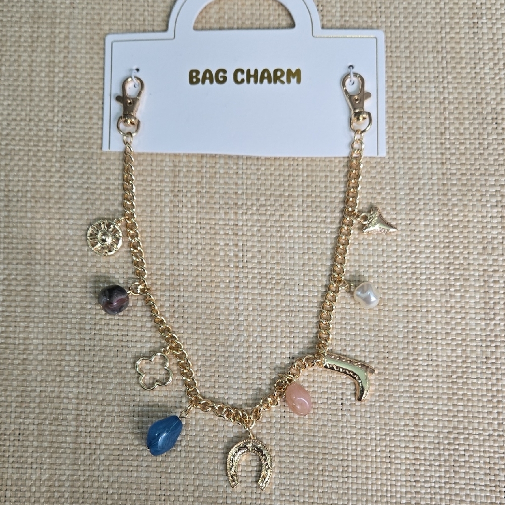 SALE! Gold Bag Charm with Multicolor Accents